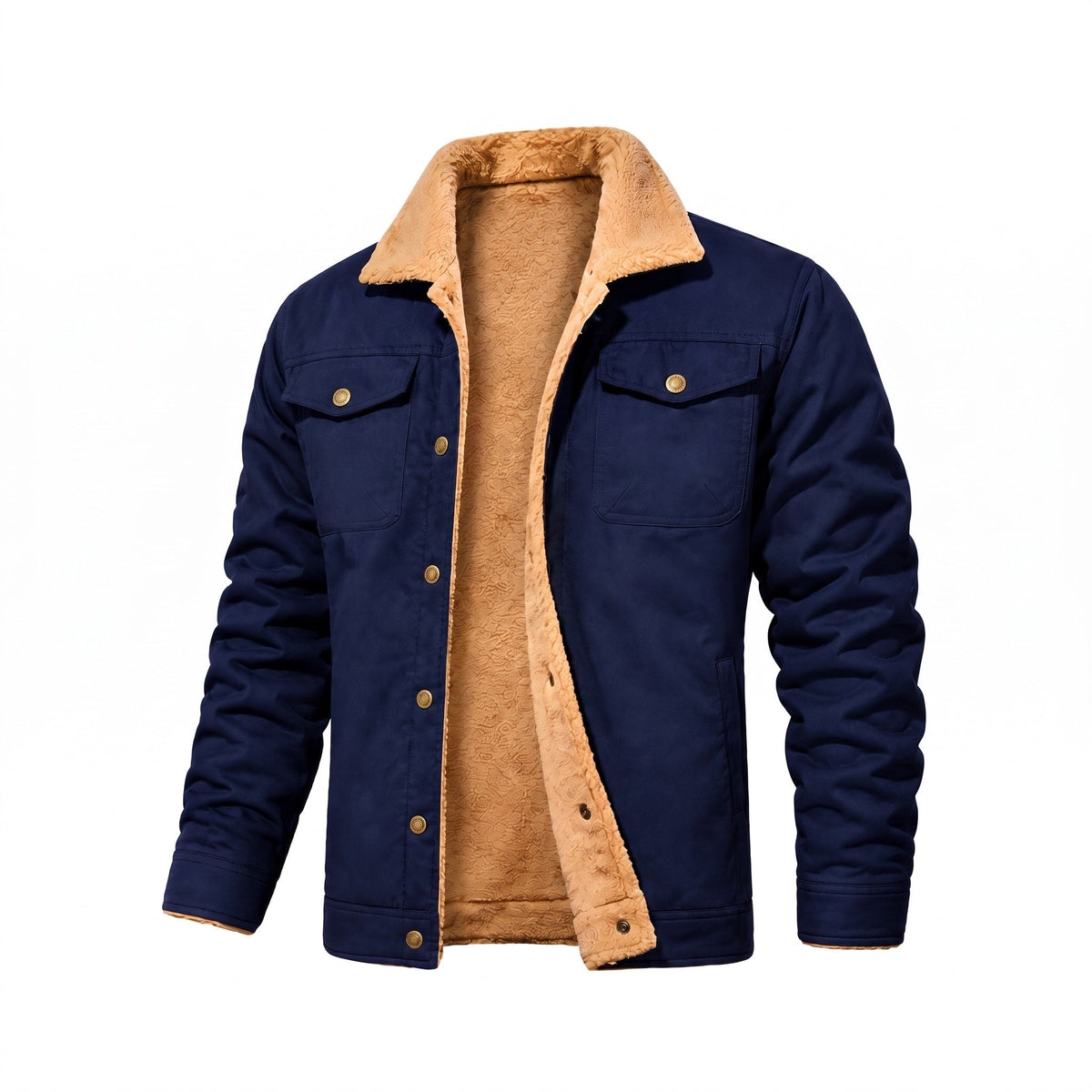 Men's Trucker Jacket Soft Collar Warm Lining Relaxed Fit