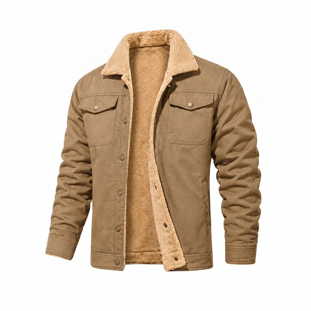 Men's Trucker Jacket Soft Collar Warm Lining Relaxed Fit
