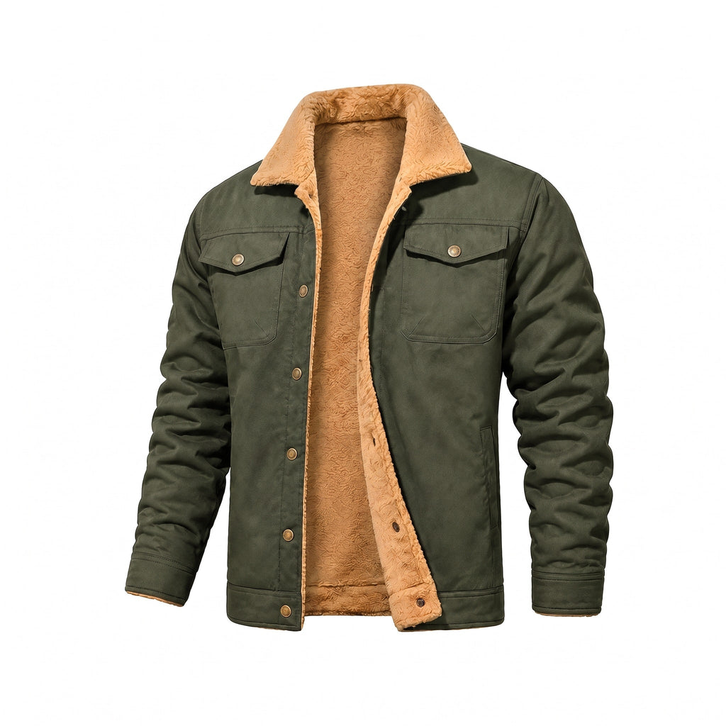 Men's Trucker Jacket Soft Collar Warm Lining Relaxed Fit