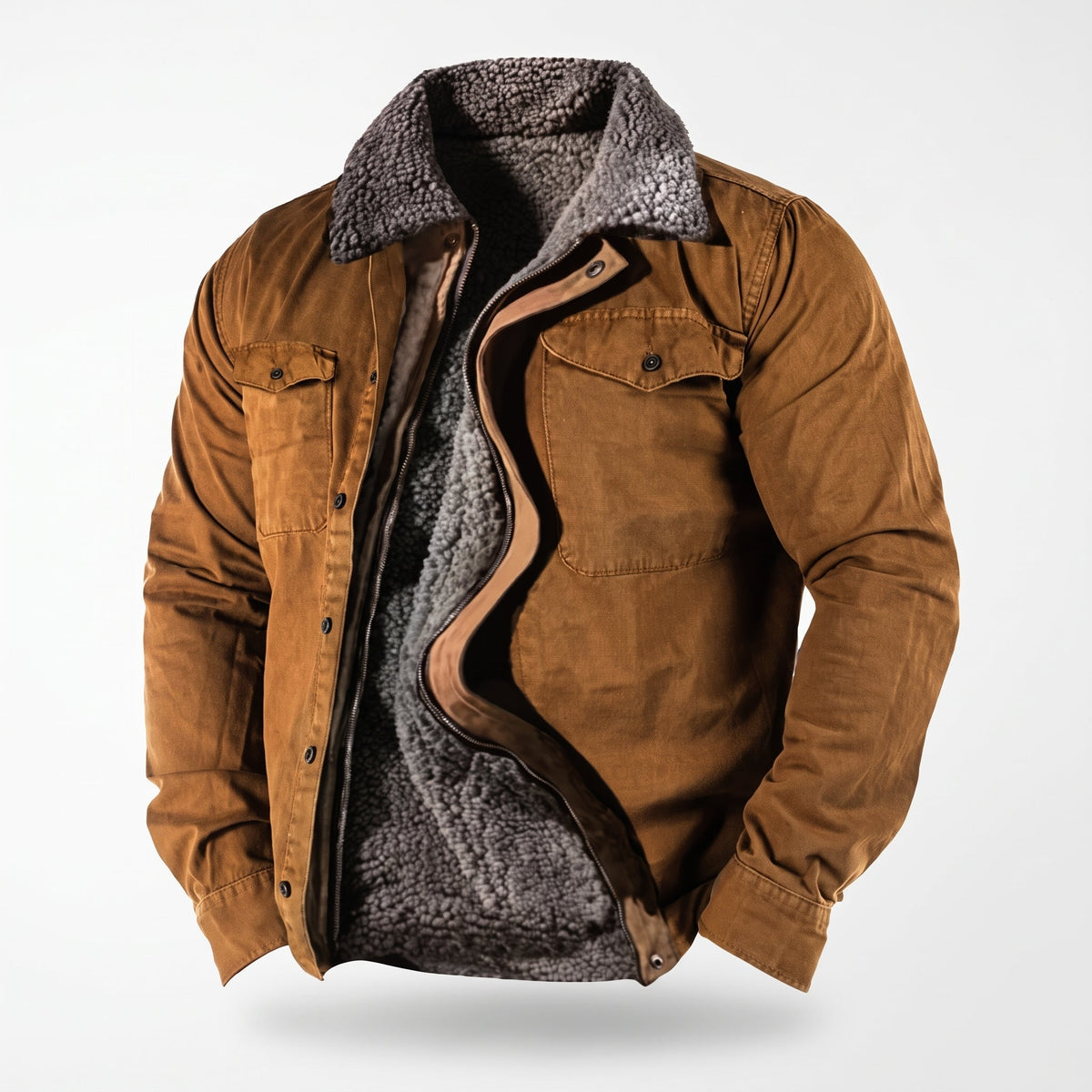 Men's Winter Shacket - Shearling Collar & Lined