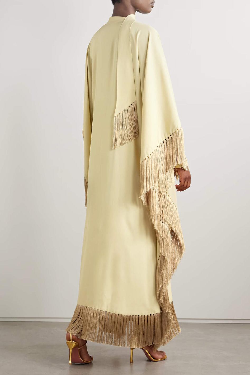Modern Fringed Crepe Kaftan