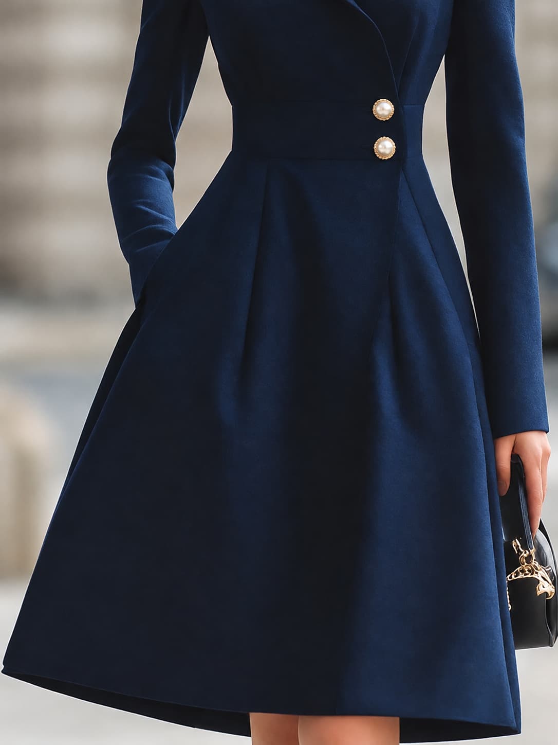 Women's Tailored Coat Dress with Flared Skirt