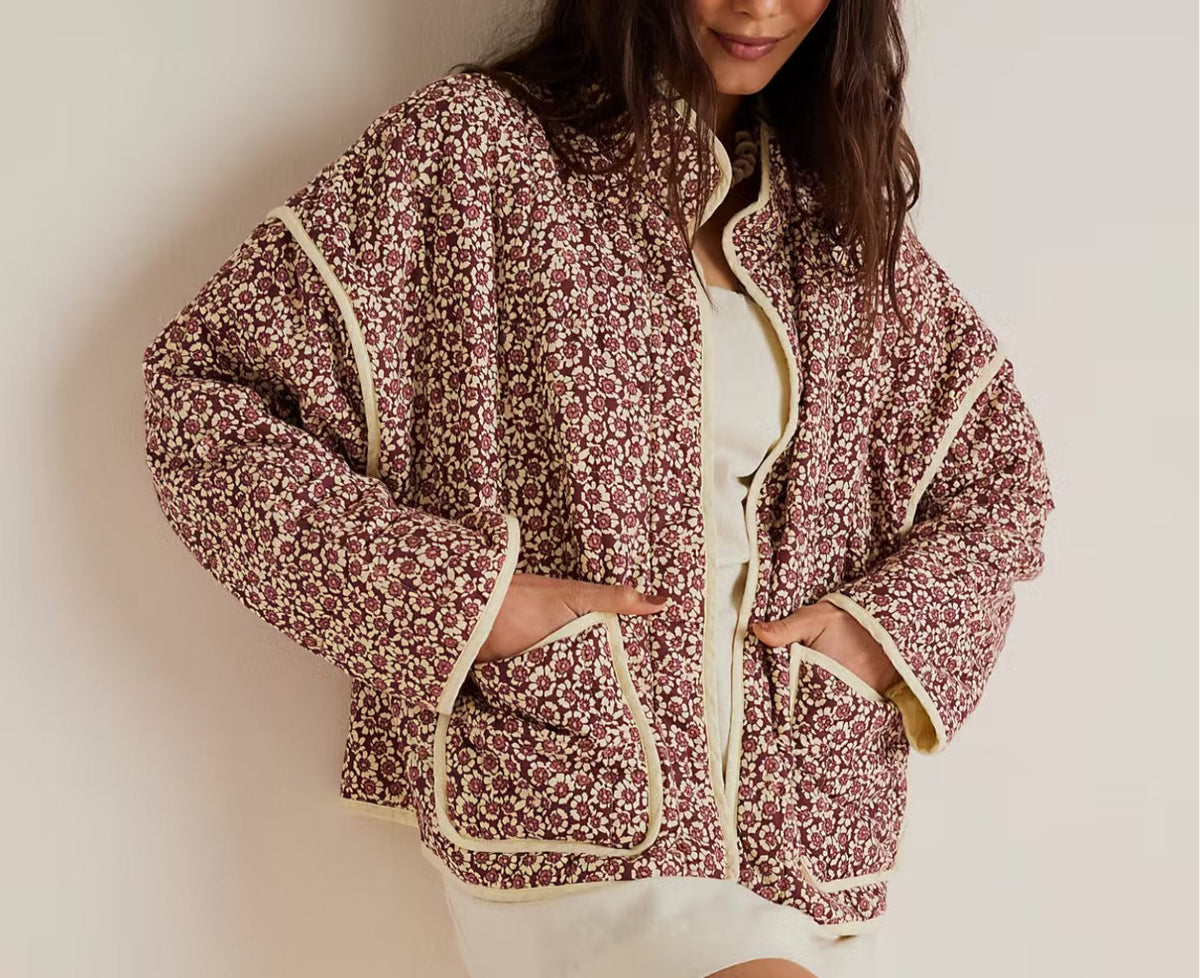 Quilted Jacket with Floral Print