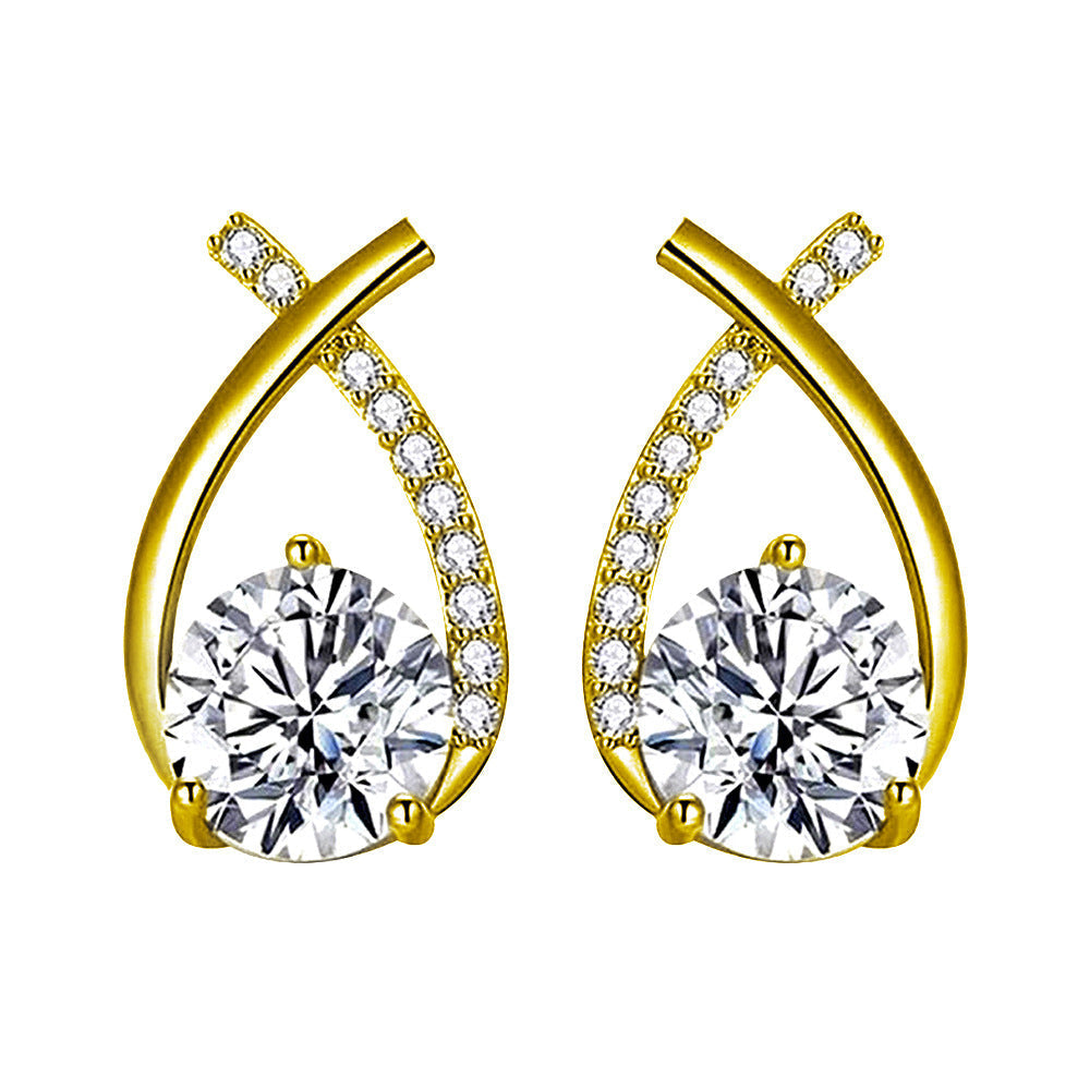 Alessa Gold Braided Earrings with Set Crystal