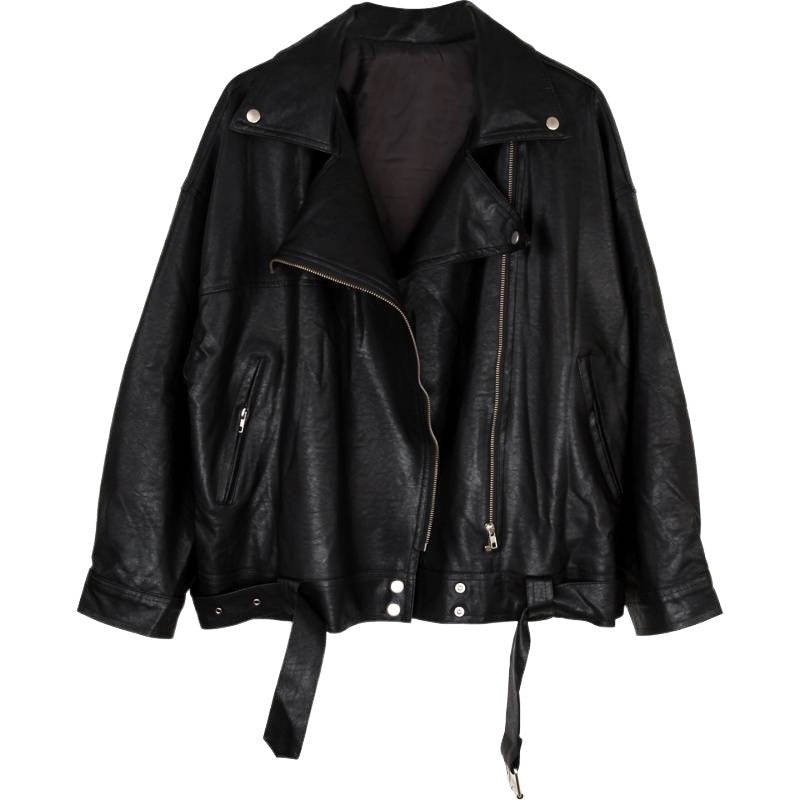 Oversized Leather Jacket with Modern Lines