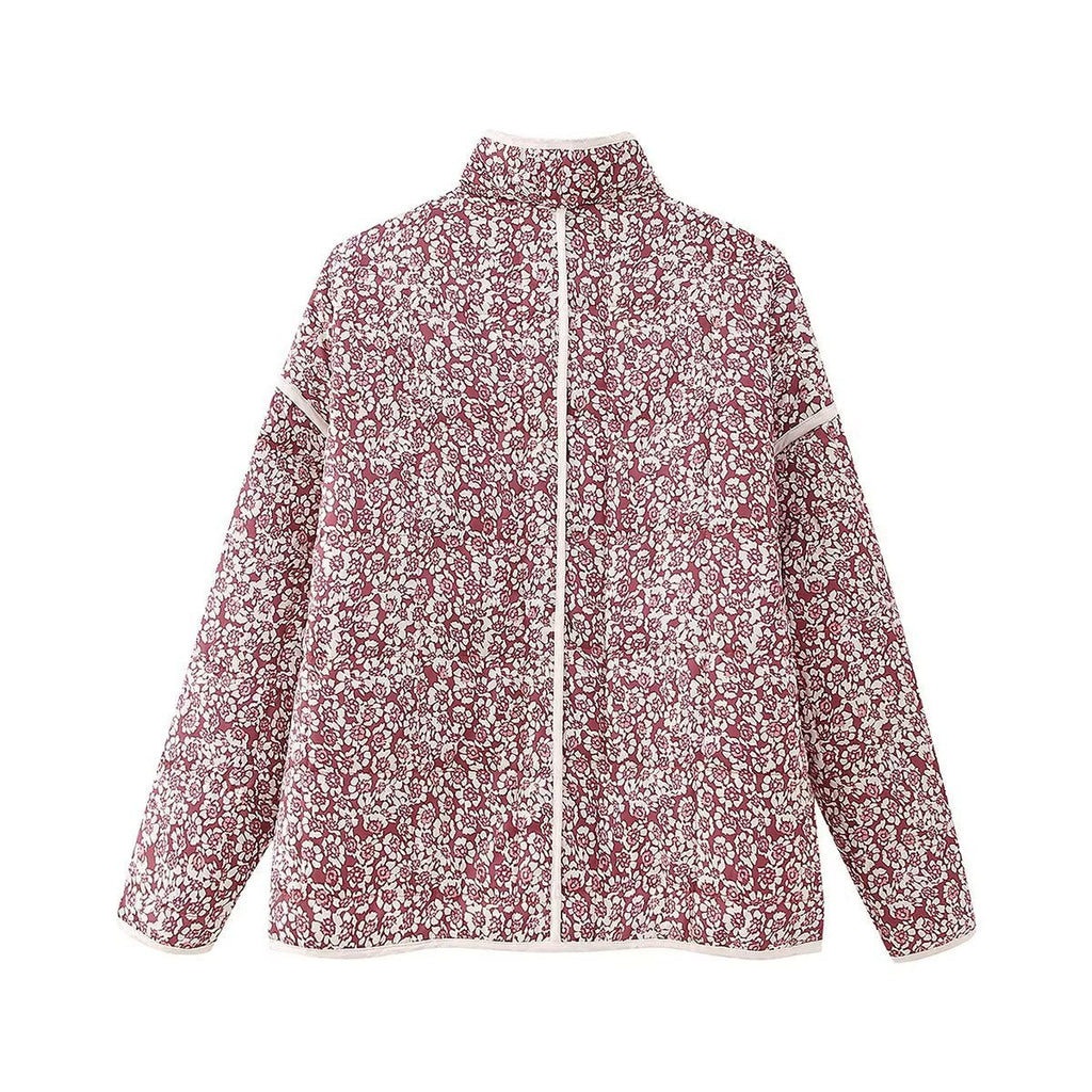 Quilted Jacket with Floral Print