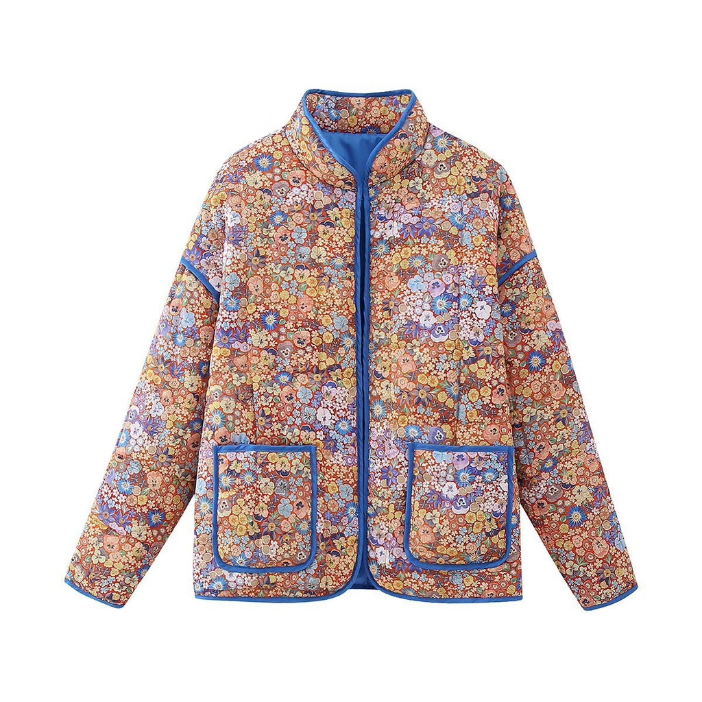 Quilted Jacket with Floral Print