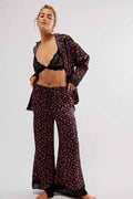 Coordinated Rose Print Pajama Set