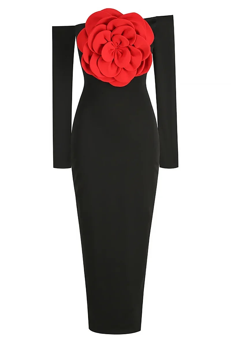 Blandine Off-Shoulder Flower Maxi-Length Dress