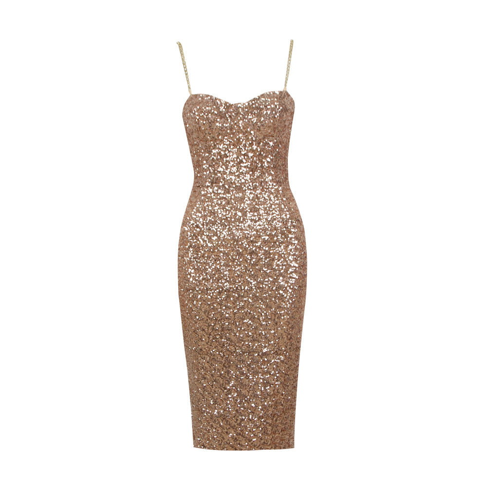 Luna - Shimmering Midi Dress with Zipper