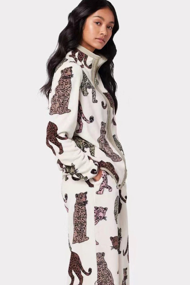 Coordinated Leopard Print Pajama Set