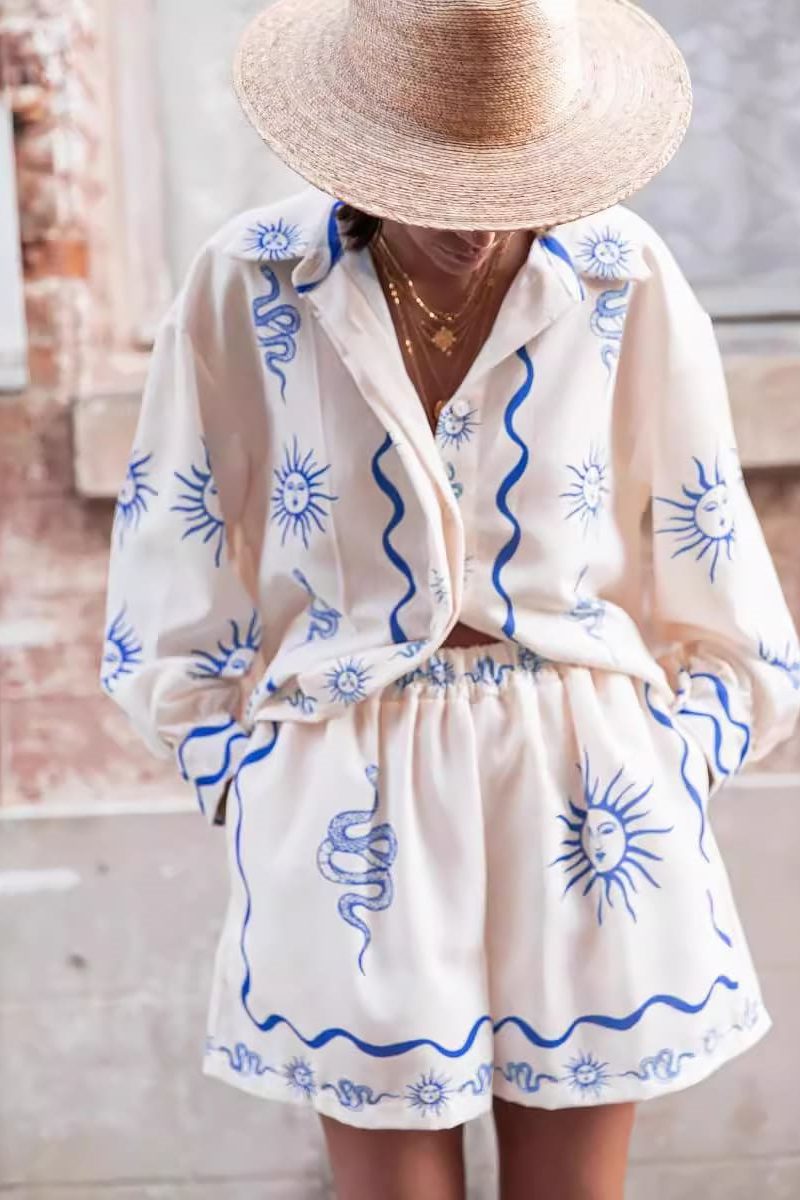 Coordinated Sunshine Print Short Set