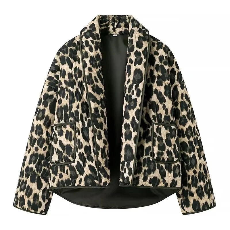 Quilted Jacket with Leopard Print