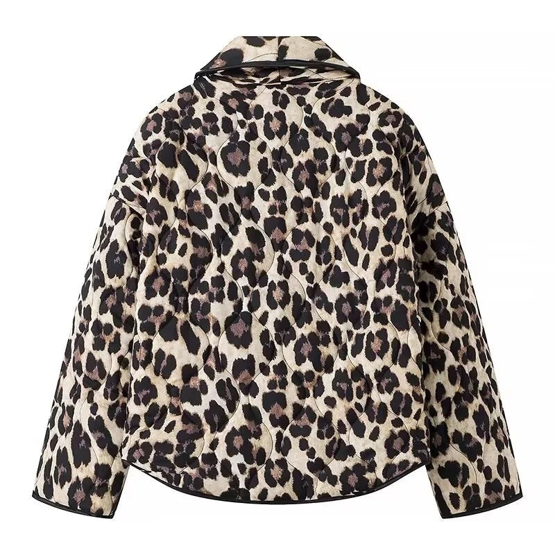Quilted Jacket with Leopard Print