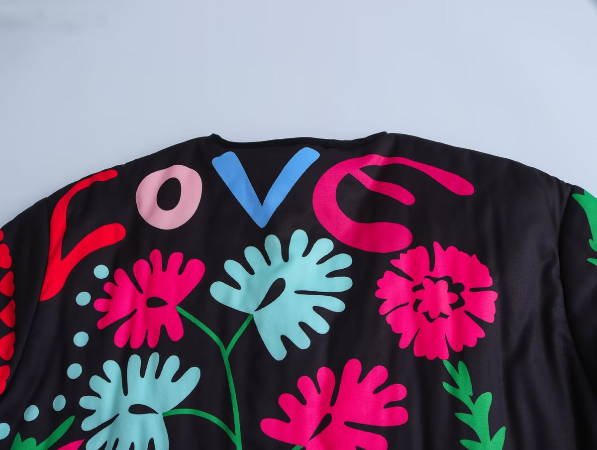 Jacket with Floral Print and Buttons