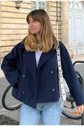 Modern Double Breasted Cropped Jacket