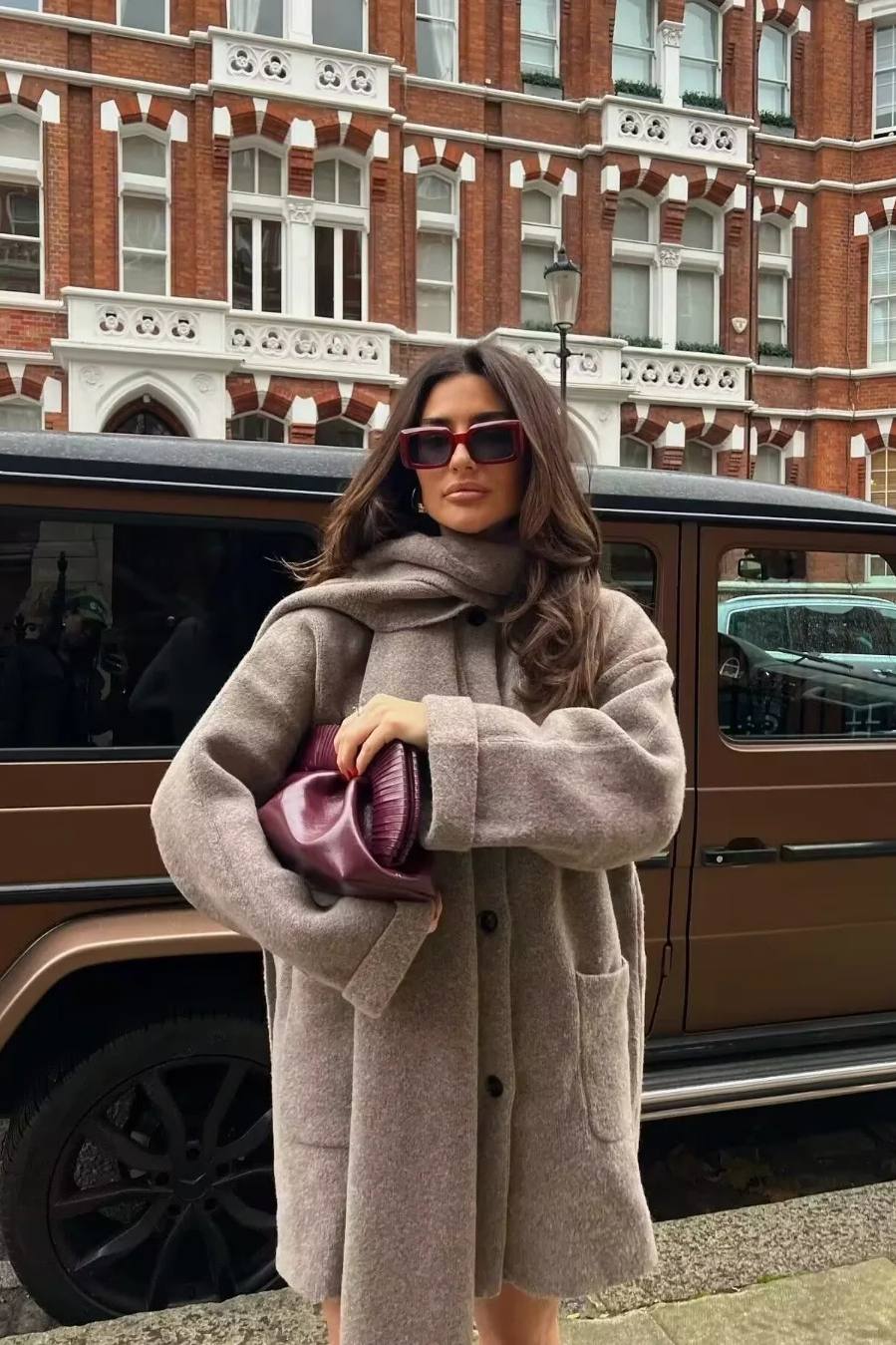 Coordinated Scarf And Coat Set