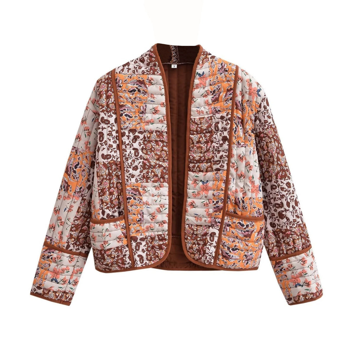 Jacket with Patchwork, Drop Shoulders and Print