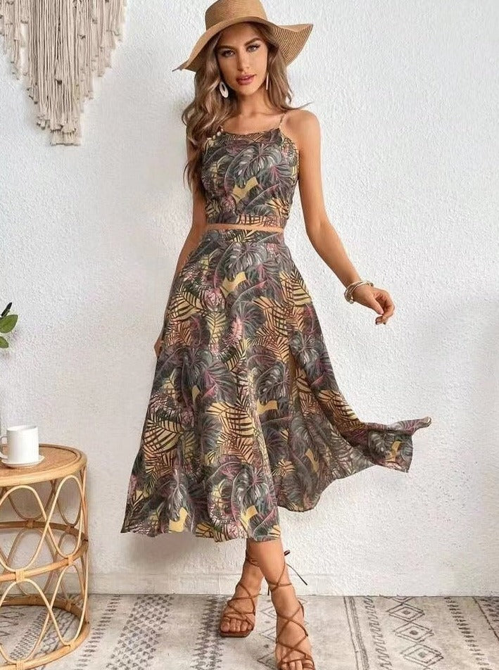 Kara - Two-Piece Skirt Set with Tropical Print