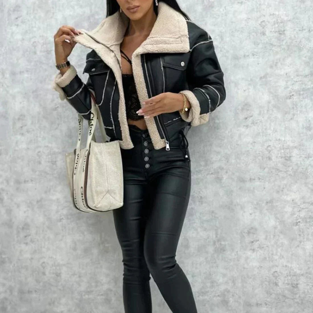 Leather Jacket in Black with a Timeless Design