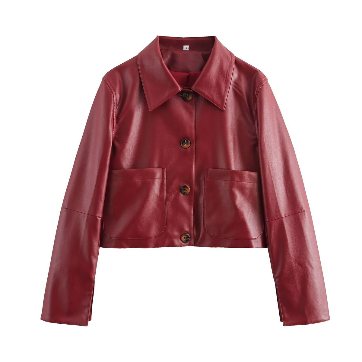 Solid Color Leather Jacket with a Clean Look