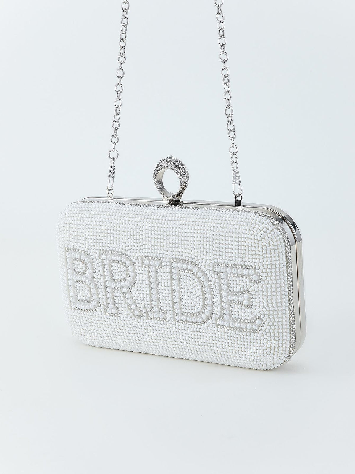 Bride To Be Sequined Clutch White/Silver