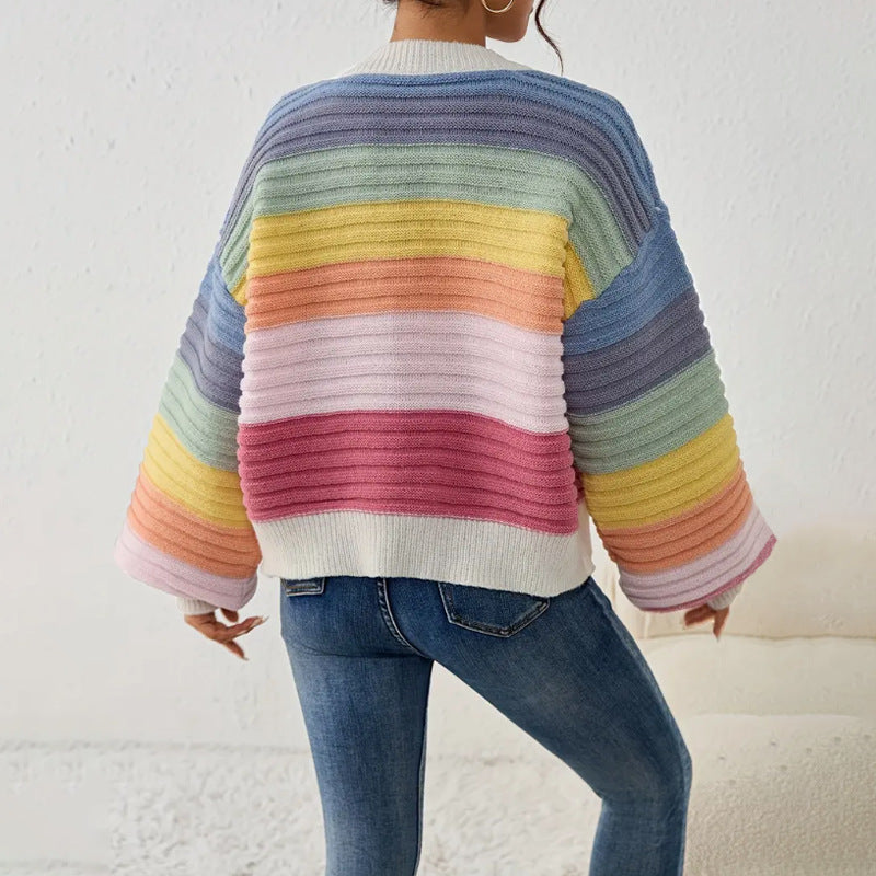 Women’s Oversized Ribbed Knit Cardigan with V-Neck and Button Front – Soft Warm Layer for Autumn and Winter
