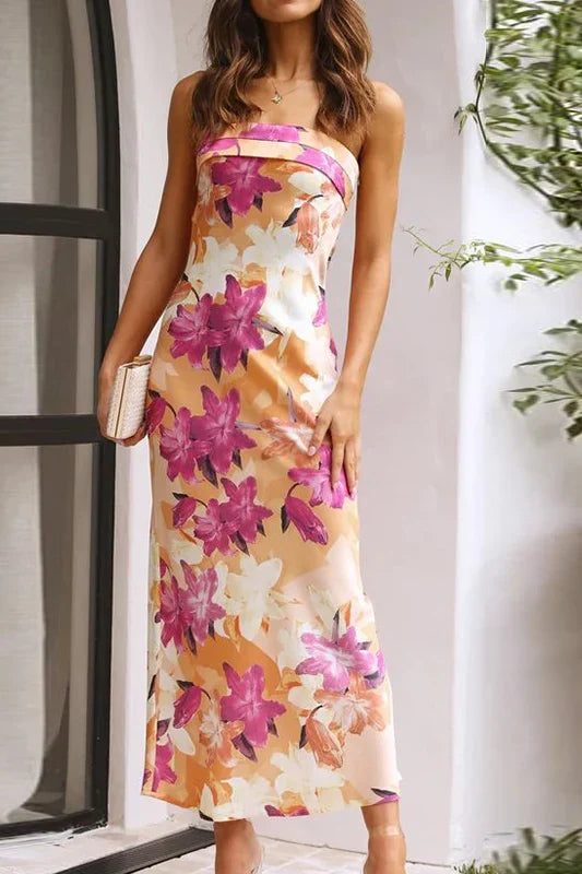 Miya Maxi-Length Dress Orange/Pink Print