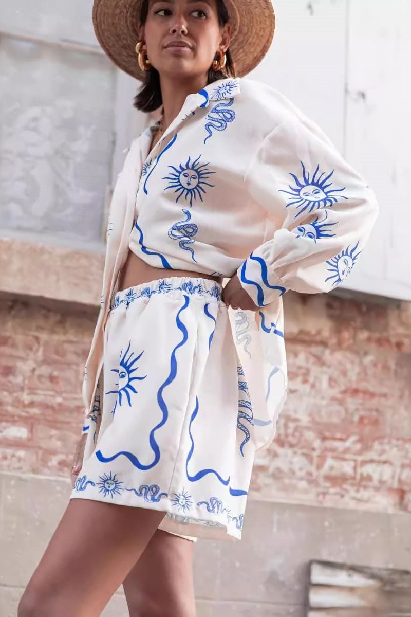Coordinated Sunshine Print Short Set