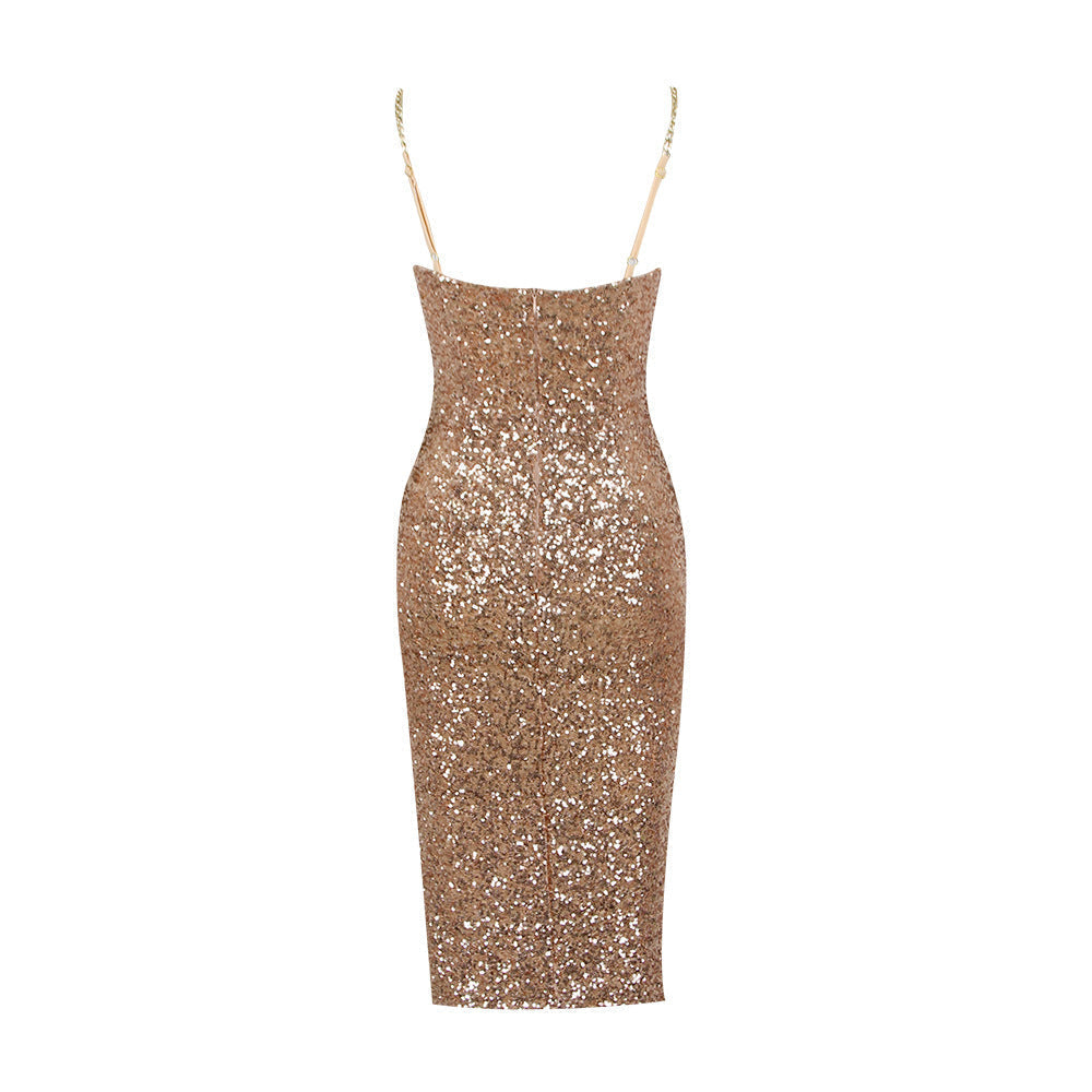 Luna - Shimmering Midi Dress with Zipper