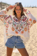 Oversized Beige Button-Front Shirt