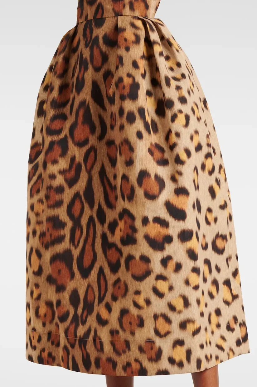 Animal-print Bustier Midi-Length Dress