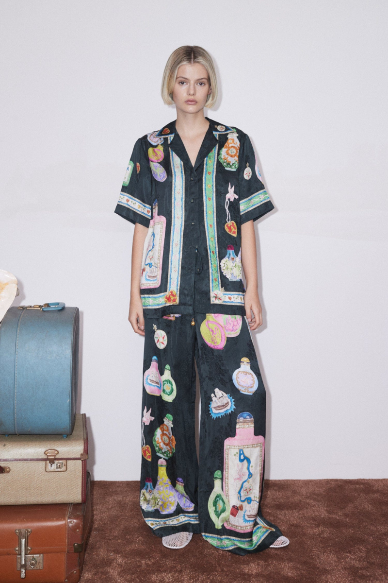 Philomene V-Neck Vase Print Trousers Set