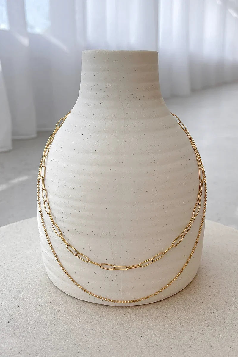 Coordinated Dani Chain Necklace Set Gold