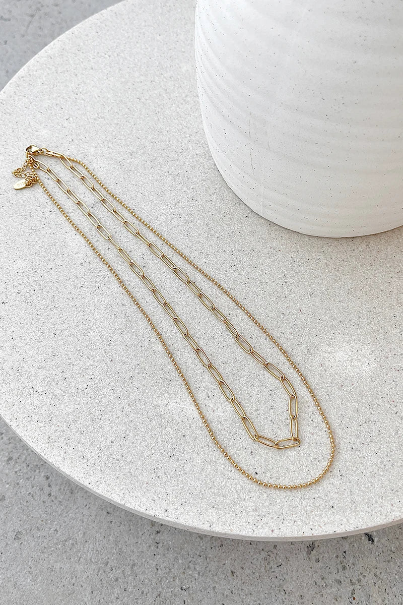 Coordinated Dani Chain Necklace Set Gold