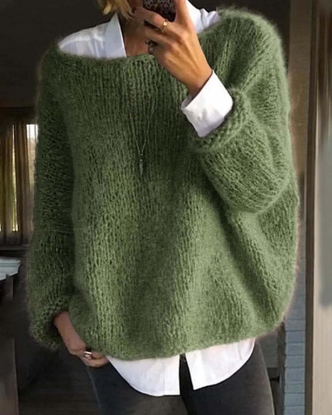 Women’s Oversized Wide-Neck Knit Sweater
