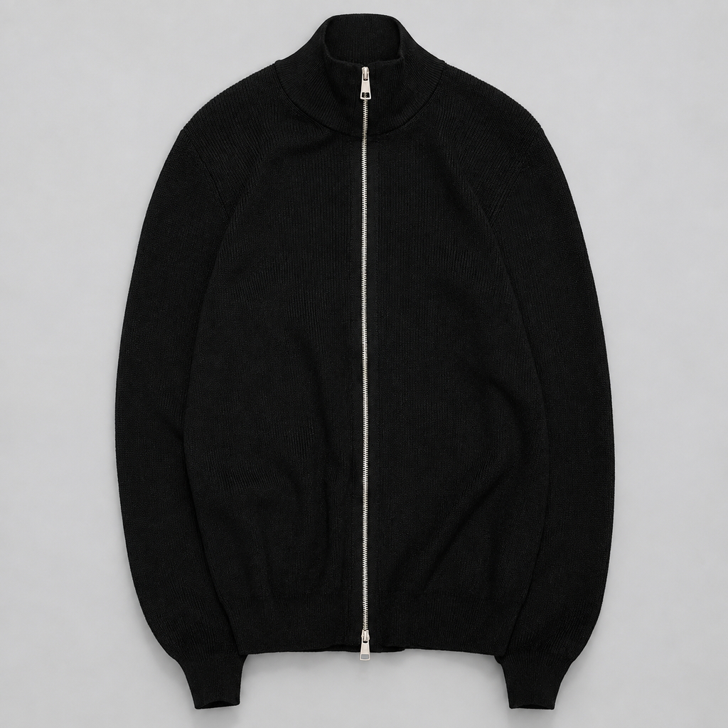 Renz - Men's Ribbed Full-Zip Knit Cardigan