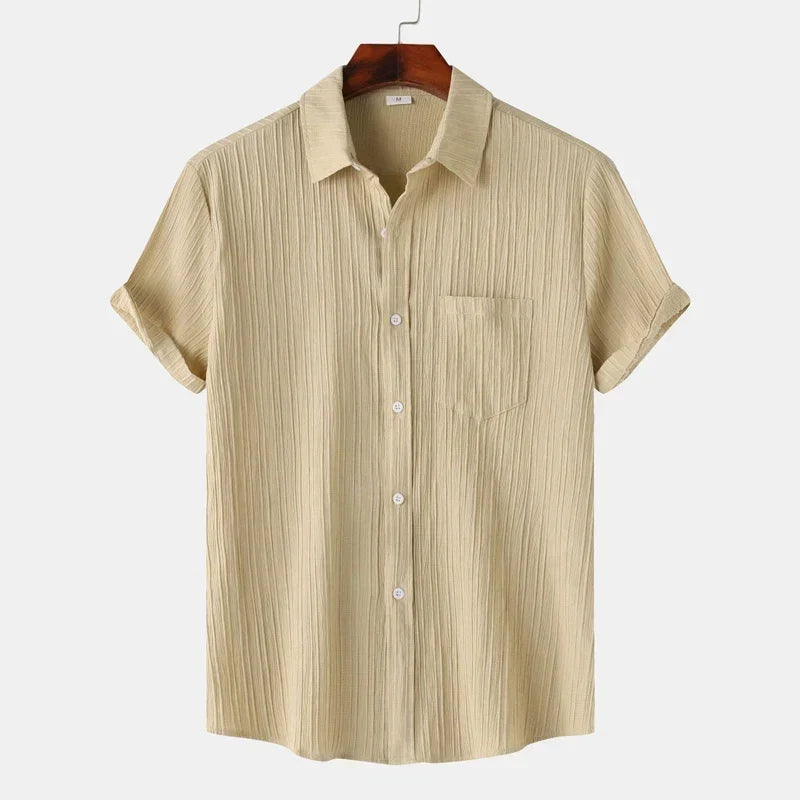 Men’s Textured Short Sleeve Button-Up Shirt