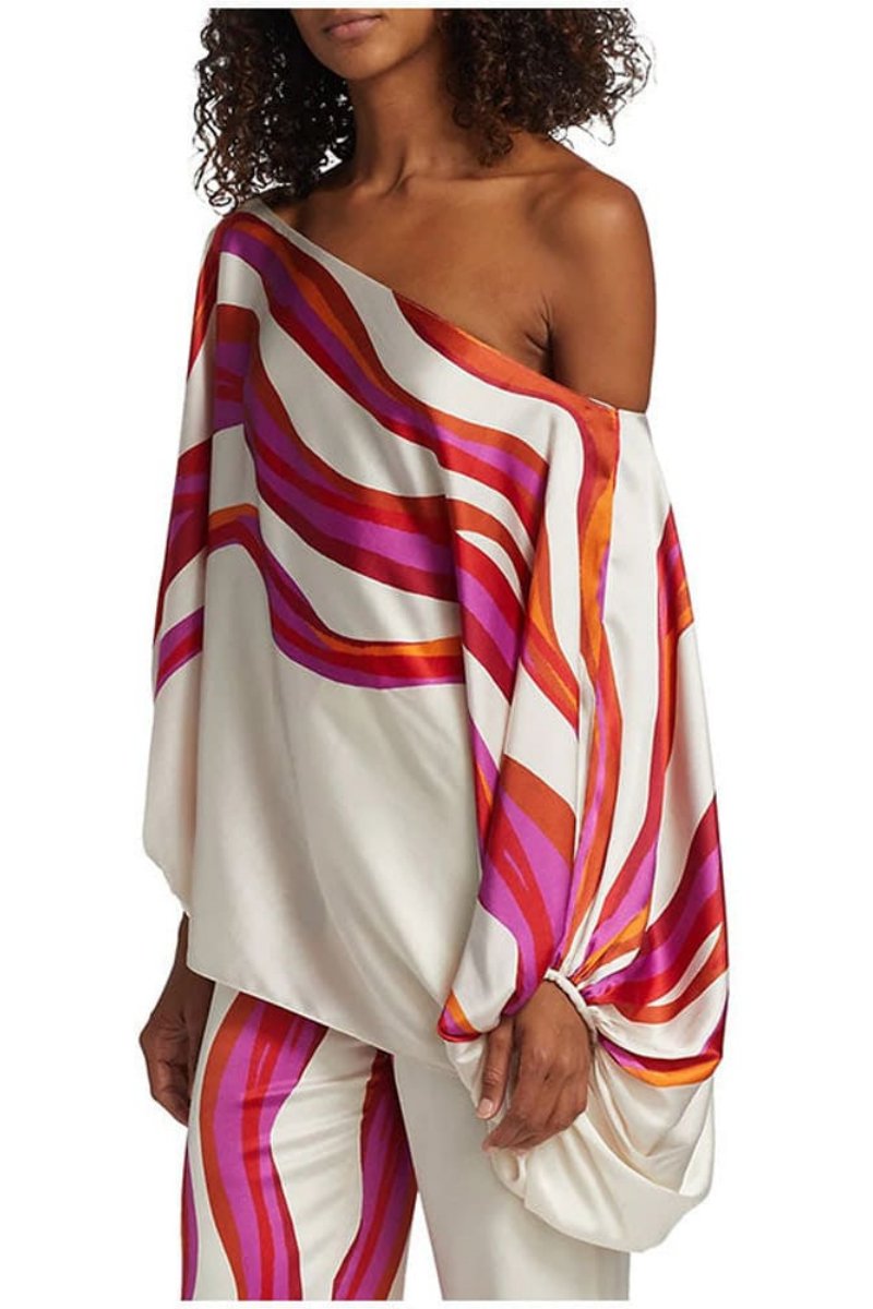Coordinated Abstract Waves Two-Piece Set Rose Red