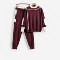 Women's Contrast Trim Long-Sleeve Top and Drawstring Trousers Set – Relaxed Two-Piece Casual Outfit for Everyday Wear