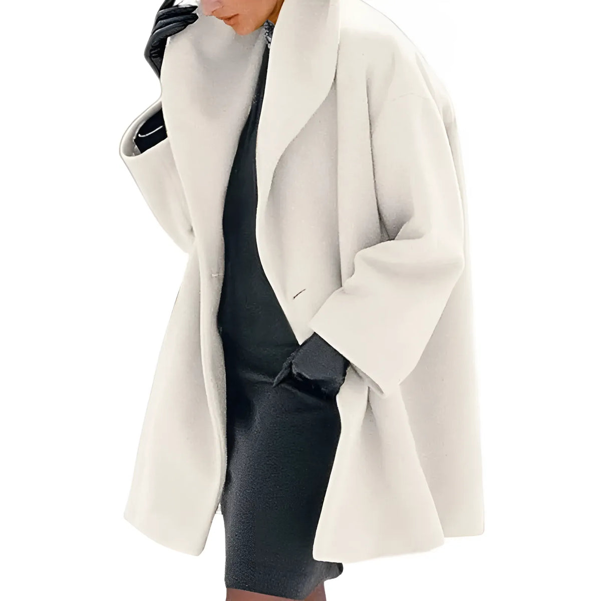 Women’s Relaxed Single-Button Blazer with Oversized Draped Lapels – Elegant Short Tailored Jacket for Smart Casual and Office Wear