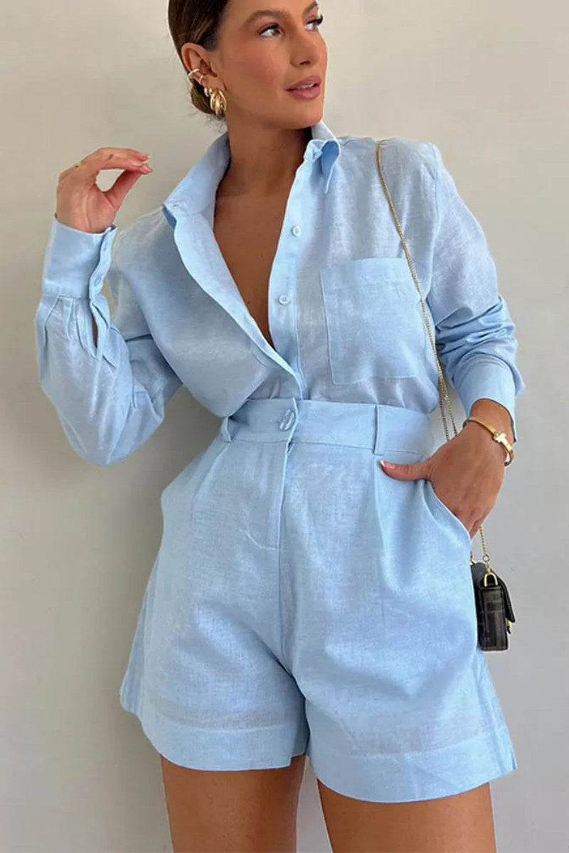 Coordinated Senela Cotton Linen Blend Two Piece Set