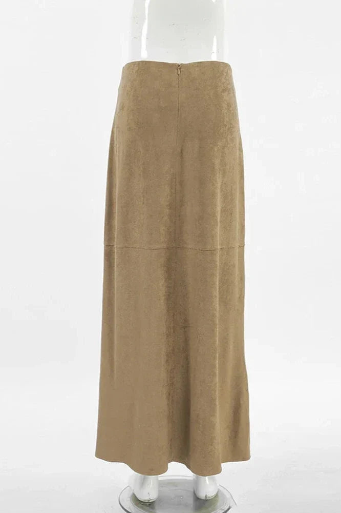 Modern Autumn Maxi Suede Skirt