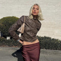 Vintage Faux Leather Jacket with Zip Pockets