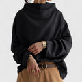 Women's Elegant High Neck Long Sleeve Top – Relaxed Fit with Draped Funnel Neck for Smart Casual and Office Wear