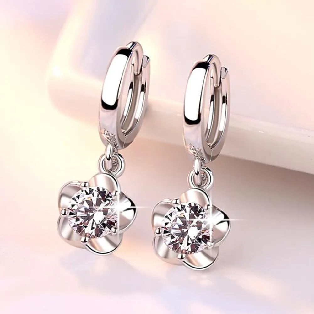 Sterling Silver Purple & White Cubic Zirconia Earrings - Limited Edition