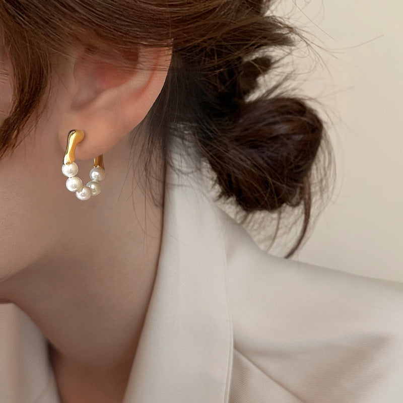 Amaya Pearl Hoop Earrings