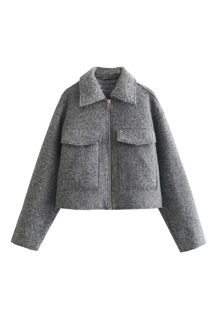 Modern Cropped Jacket Gray