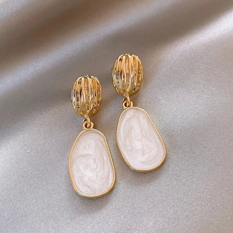 Vintage Enamel Oval Drop Earrings - Handmade in the UK, Exclusive