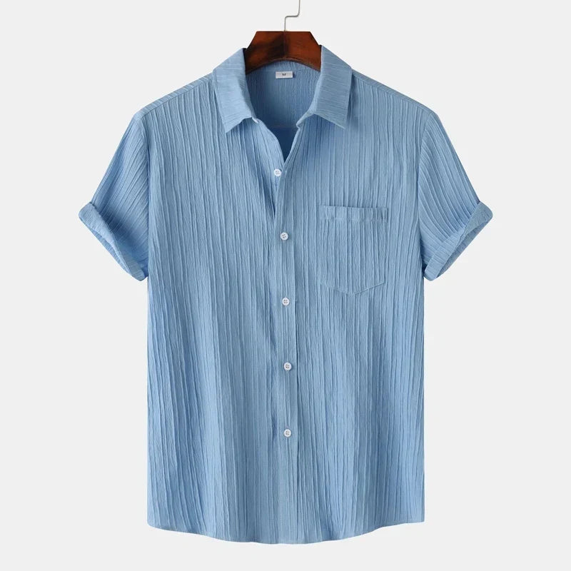Men’s Textured Short Sleeve Button-Up Shirt